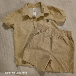 Ywllow Two-Piece Shirt and Shorts Set (Floral)